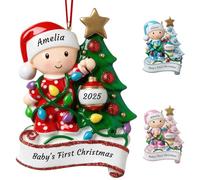 Personalised Babys First Christmas Bauble 2025 - Customised Christmas Bauble for Baby Boy Girl, My 1st Xmas Ornaments Customised Name Year, Xmas Gifts, Newborn Gifts for New Mom Dad (Red)