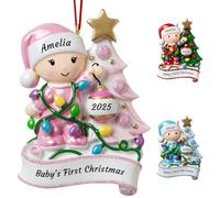 Personalised Babys First Christmas Bauble 2025 - Customised Christmas Bauble for Baby Girl, My 1st Xmas Ornaments Customised Name Year, Xmas Gifts, Newborn Gifts for New Mom Dad (Pink)