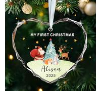 Personalised Babys First Christmas Bauble, Baby's 1st Christmas Bauble Ornament, My First Xmas Tree Decoration, Custom Babys 1st Xmas Gifts for Boys Girl (Design 4, Heart)
