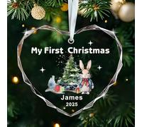 Personalised Babys First Christmas Bauble, Baby's 1st Christmas Bauble Ornament, My First Xmas Tree Decoration, Custom Babys 1st Xmas Gifts for Boys Girl (Design 2, Heart)