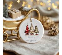 Personalised Baby's First Christmas Bauble Ornament, 7.5cm Holiday Keepsake, Festive Design, Custom Name and Year (Design 21)