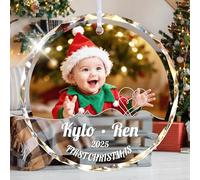 Personalised Babys First Christmas Bauble With Photo - Custom Baby Picture Ornaments For Christmas Tree,Baby'S First Xmas Ornament 2025 For Newborn Girl Boy Gifts
