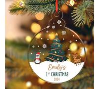 Personalised Baby's First Christmas Baubles Custom Name Xmas Tree Decorations Acrylic Bauble Christmas Ornaments Gifts For Newborns, Toddler, Kids (1st Xmas Acrylic)