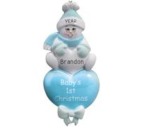 Personalised Baby's First Christmas Ornament 2026, Blue Snowbaby Boy