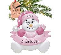 Personalised Baby's First Christmas Ornament 2026 for Girls, Pink Snowbaby | 23h Customised, Laser Engraved Baby Ornaments for Granddaughter, Custom Newborn Keepsake Gift from Grandparents, Family