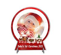 Personalised Baby's First Christmas Snow Globe - Custom Photo Keepsake with Baby's Name - Unique New Parent's Gift and Christmas Decoration (Red Train Design)