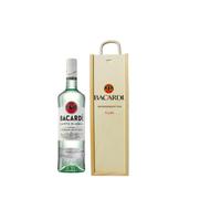Personalised Bacardi White Rum Gift Set in Luxury Wooden Box - 70cl Bottle (37.5% ABV) - Alcohol Gifts for Men, Birthday Gifts, Gift Set for Him, Dad Gifts, Rum Lovers