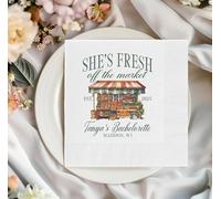 Personalised Bachelorette Party Napkins, Fresh Market Theme, Custom Wedding Celebration Paper Serviettes