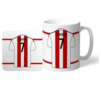 Personalised 'Back of Shirt' 11oz Mug & Coaster Set for Brentford Supporters, with Club Colours, Ideal for Brentford Fans