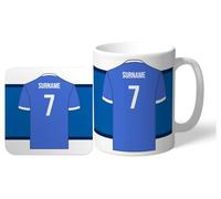 Personalised 'Back of Shirt' 11oz Mug & Coaster Set for Sheffield Wednesday Supporters, Officially Licensed, with Club Colours, Ideal for Sheffield Wednesday Fans