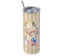 Personalised Back to School in Wonderland, Enchanting Gifts for Girls, 20 OZ Stainless Steel Skinny Tumbler, Double Walled Vacuum Insulated with Closed Lid and Metal Straw.