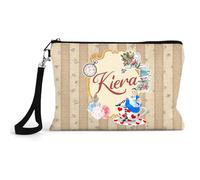 Personalised Back to School in Wonderland, Enchanting Gifts for Girls, Linen Cosmetics Bag, Make up Bag, Beauty Bag.