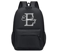 Personalised Backpack, Custom Children's Backpack, 25L, Black, Large | Initial & Name, Water-Resistant Large School Bag, Lightweight Rucksack, Casual Daypack for College and Secondary