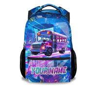 Personalised Backpack for Boys - 17 Inch Kids School Bag with Name - Toddler Rucksack for Primary - School Bus Bookbag Gif