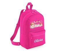 Personalised Backpack for Girls Fairy Garden Design | Nursery Rucksack for Toddlers | Customised School Bag for Kids with Name | Ideal for Nursery Pre-School and Travel Hot Pink