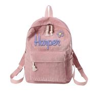 Personalised Backpack for Girls Woven School Bag Cotton Rope Alphabet School Bag for and Cool Backpacks Men, pink, B, Daypack Backpacks