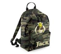 Personalised Backpack, Funny Shre-k Movie Lover Gift Bag, Gift For Kids-Boy-Girl, Birthday, 9 litres Mini Fashion Backpack for Nursery, Bookbags, Rucksack, Shoulder Bag. (Jungle camo)