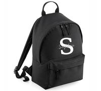 Personalised Backpack with Custom Initial and Name Rucksack, Customised Bag For School Primary High Preschool Nursery College Work Bag Back Pack - Black Large