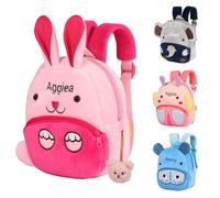 Personalised Backpack with Embroidered Name for Kids Customized Animal Plush Toddler Bag for Girls Boys Rucksack for Travel Kindergarten Preschool for 1-3 Years Old Baby (Rabbit)
