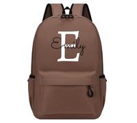 Personalised Backpack with Initial & Name, Custom Children's Backpack for Boys & Girls, 25L Capacity Large School Bags Water Resistant, Lightweight Rucksack, Casual Daypack College Secondary (Brown)