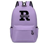 Personalised Backpack with Initial & Name, Custom Children's Backpack for Boys & Girls, 25L Capacity Large School Bags Water Resistant, Lightweight Rucksack, Casual Daypack College Secondary (Purple)