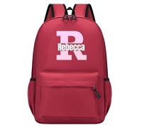 Personalised Backpack with Initial & Name, Custom Children's Backpack for Boys & Girls, 25L Capacity Large School Bags Water Resistant, Lightweight Rucksack, Casual Daypack College Secondary (WineRed)