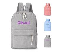 Personalised Backpack with Kids' Embroidered Names Lightweight Durable Custom School Bags for Girls Boys&Toddlers Baby Rucksack for Nursery Kids Rucksacks (Grey)