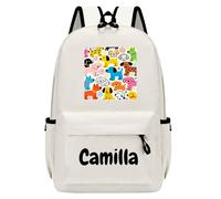 Personalised Backpack with Name and Pattern, Custom Children's Backpacks for Boys & Girls, 25L Capacity Large School Bag Water Resistant, Lightweight Rucksack, Casual Daypack College Secondary (White)