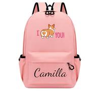 Personalised Backpack with Name and Pattern, Custom Children's Backpacks for Boys & Girls, 25L Capacity Large School Bag Water Resistant, Lightweight Rucksack, Casual Daypack College Secondary (Pink)