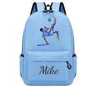 Personalised Backpack with Name and Pattern, Custom Children's Backpacks for Boys & Girls, 25L Capacity Large School Bag Water Resistant, Lightweight Rucksack, Casual Daypack College Secondary (Blue)
