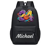 Personalised Backpack with Name and Pattern, Custom Children's Backpacks for Boys & Girls, 25L Capacity Large School Bag Water Resistant, Lightweight Rucksack, Casual Daypack College Secondary (Black)