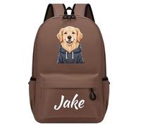 Personalised Backpack with Name and Pattern, Custom Children's Backpacks for Boys & Girls, 25L Capacity Large School Bag Water Resistant, Lightweight Rucksack, Casual Daypack College Secondary (Brown)