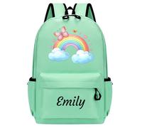Personalised Backpack with Name and Pattern, Custom Children's Backpacks for Boys & Girls, 25L Capacity Large School Bag Water Resistant, Lightweight Rucksack, Casual Daypack College Secondary (Green)