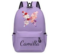 Personalised Backpack with Name & Pattern, Custom Children's Backpacks for Boys & Girls, 25L Capacity Large School Bag Water Resistant, Lightweight Rucksack, Casual Daypack College Secondary (Purple)
