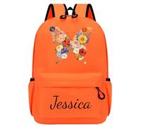 Personalised Backpack with Name & Pattern, Custom Children's Backpacks for Boys & Girls, 25L Capacity Large School Bag Water Resistant, Lightweight Rucksack, Casual Daypack College Secondary (Orange)