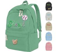 Personalised Backpacks for Girls Boys Daycare Corduroy Backpack with Name & Cute Icon School Bag for Toddlers and Kids - Green