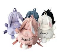 Personalised Backpacks for Kids Custom teddy School Bags add Name Embroidered Cute Bunny Ears Customisable Toddler Backpack Adjustable Straps Personalised Gifts for Easter Birthday Christmas