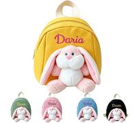 Personalised Backpacks for Kids Custom teddy School Bags add Name with Embroidered 3D Rope Cute Customisable Toddler Backpack Adjustable Straps Gifts for Back to School Bag Birthday Christmas Easter