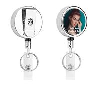 Personalised Badge Holder Retractable Reel with Clip, Custom ID Metal Badge Key Ring with Your Own Photo Logo Text, Design Work Tag Badge Holder for Office Employee Teacher Nurse, 1 pc