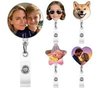 Personalised Badge Reel Retractable Custom Photo Logo Text, Customised ID Badge Holders Alligator Clip for Office Worker Nurse Doctor Teacher Student