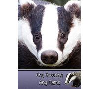 Personalised Badger Greeting Card (Birthday, Christmas, Any Occasion) - Custom Card for Him or Her Male Female Family Kids Boys Girls any Age