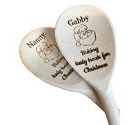 Personalised Baking Tasty Treats for Christmas Wooden Spoon, Laser Engraved with Any Name of Your Choice. Great Gift for The Kids and Grandchildren to Help at Christmas Time