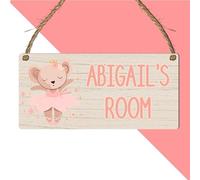Personalised Ballet Bear Or Ballet Mouse Hanging Rectangle Plaque with Custom Wording MDF Wooden Room Plaque for Children's Birthday New Home Keepsake Door Sign (Mouse)