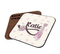 Personalised Ballet Dance Shoes Any Name Dance Lover Birthday Special Hardboard Coaster, Tea Coffee Soft Cup Mats, Non-Slip Mug Pads. (Square Coaster)