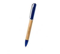 Personalised Bamboo Ballpoint Pen with LED Flashlight, Jumbo Blue Ink Refill, Twist Retractable Pen, Portable Writing Pen with Metal Clip, Eco-Friendly Office Pen, Batteries Included