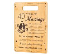 Personalised Bamboo Cutting Board - 40th Anniversary & Wedding Gift for Couples, 31 x 21 x 1.2cm, Eco-Friendly Ruby Wedding Gift for Husband & Wife