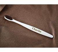 Personalised Bamboo Natural 100% Eco-Friendly Black Engraved Toothbrush