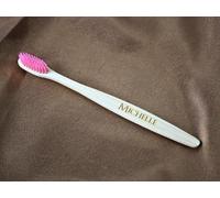 Personalised Bamboo Natural 100% Eco-Friendly Pink Engraved Toothbrush