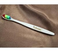 Personalised Bamboo Natural 100% Eco-Friendly Rainbow Engraved Kids Toothbrush