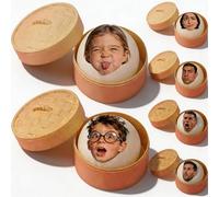 Personalised Bao Squishy Dumpling Mystery Fidget Toys with Photo, Stress Ball Cute Dim Sum Squeeze Toy with Steamer, Fun Desk Stress Relief Toy for Office Study and Travel (2PCS)